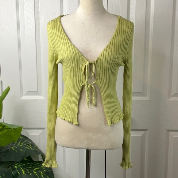 Pink Rose- Women’s Pointelle Tie Front Cardigan Size M - Picture 9 of 11